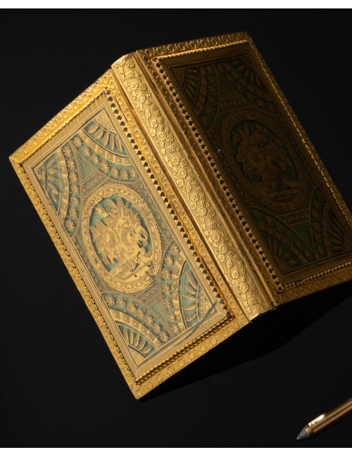 Carnet De Bal En Verre églomisé d'époque Charles X