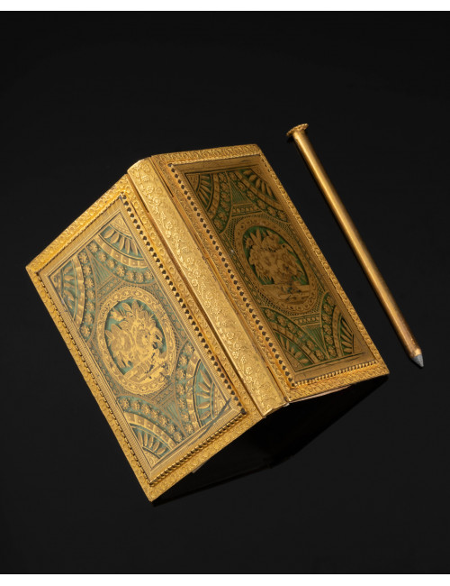 Carnet De Bal En Verre églomisé d'époque Charles X