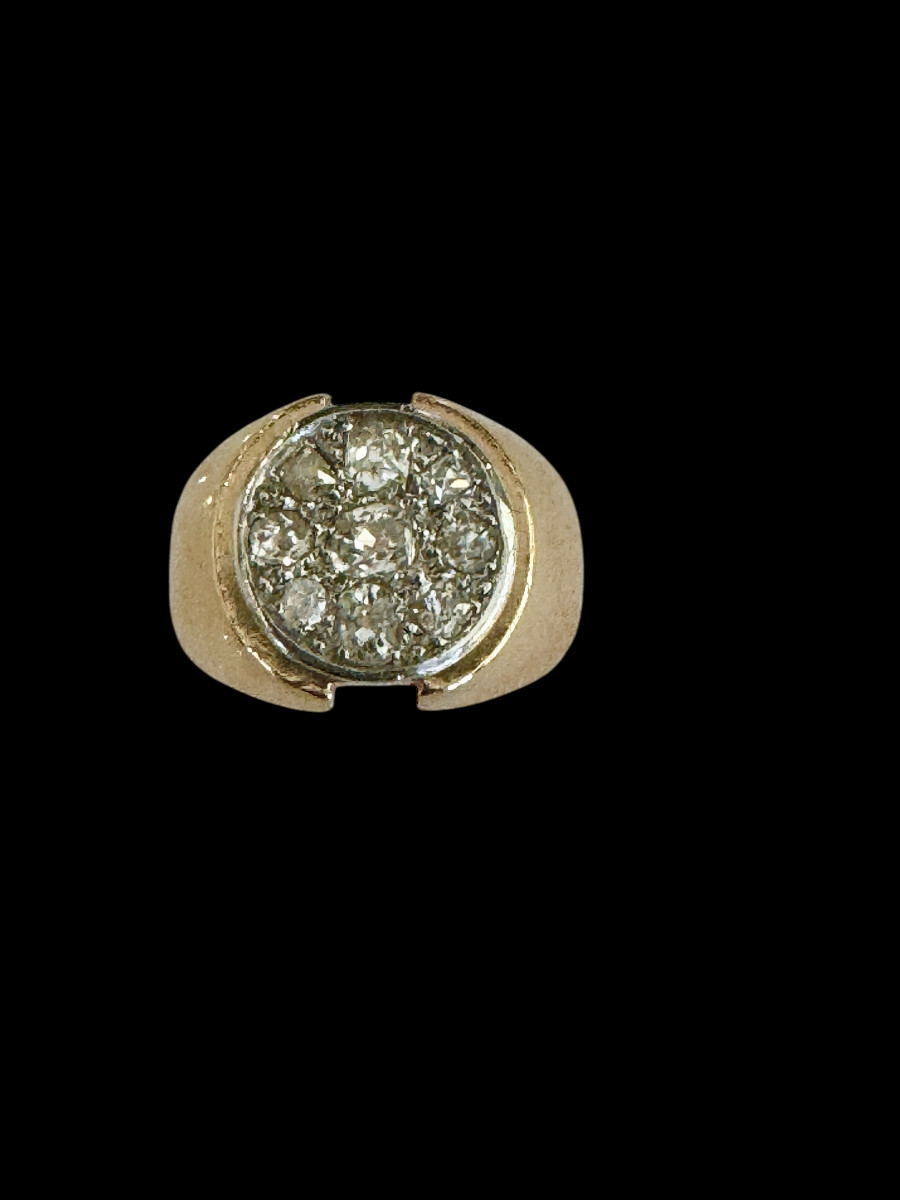 Bague Jonc En Or, Platine Et Diamants De Tailles Ancienne Bague Jonc En Or, Platine Et Diamants De Tailles Ancienne