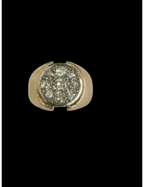 Bague Jonc En Or, Platine Et Diamants De Tailles Ancienne
