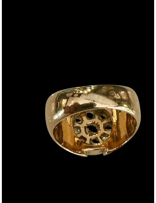 Bague Jonc En Or, Platine Et Diamants De Tailles Ancienne