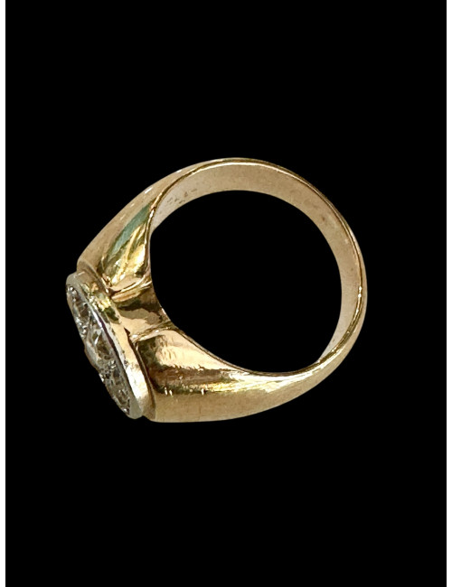Bague Jonc En Or, Platine Et Diamants De Tailles Ancienne