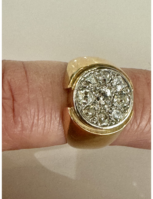 Bague Jonc En Or, Platine Et Diamants De Tailles Ancienne