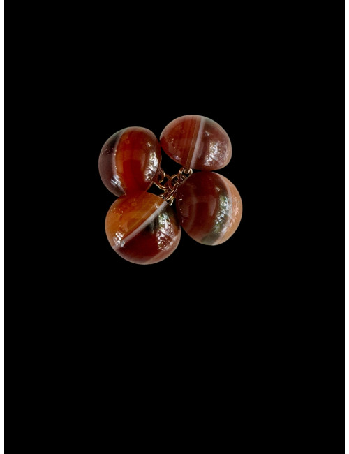 Paire de boutons de manchettes en agate et or