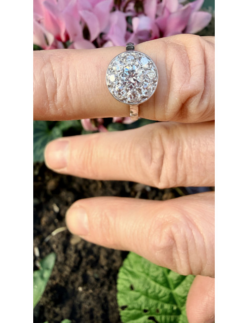 Bague en or , platine et diamants