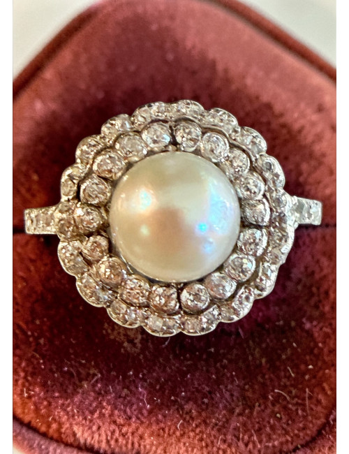 Bague en or, diamants et perle fine