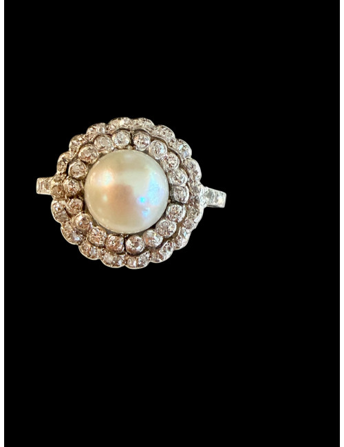 Bague en or, diamants et perle fine