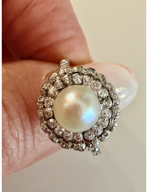 Bague en or, diamants et perle fine