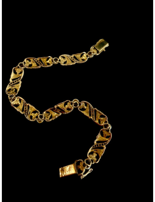 Bracelet Art-Nouveau en or, diamants et perles fines
