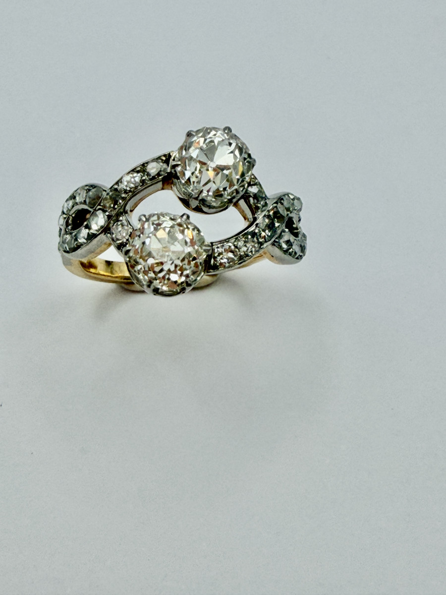 Bague Toi et Moi , or, platine et diamants