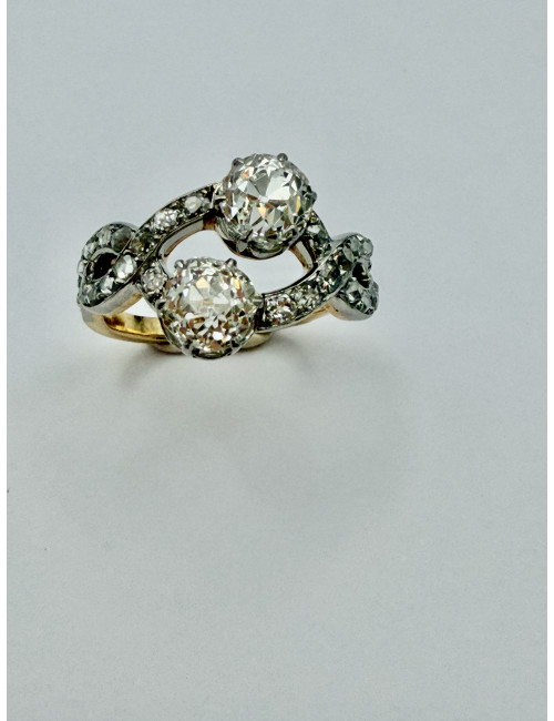 Bague Toi et Moi , or, platine et diamants