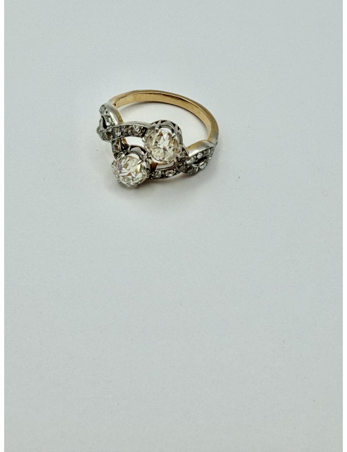 Bague Toi et Moi , or, platine et diamants