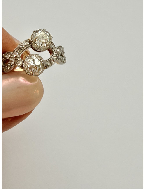 Bague Toi et Moi , or, platine et diamants