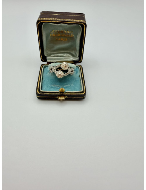 Bague Toi et Moi , or, platine et diamants