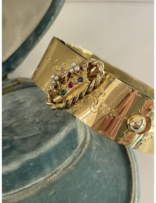 Bracelet En Or Et Vermeil à Décor d'Une Couronne