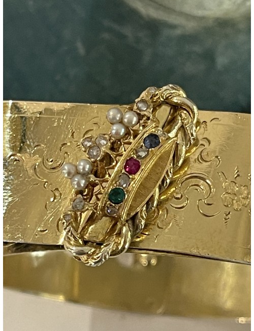 Bracelet En Or Et Vermeil à Décor d'Une Couronne