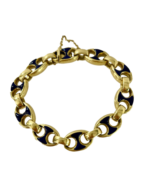 Bracelet en or et émail bleu