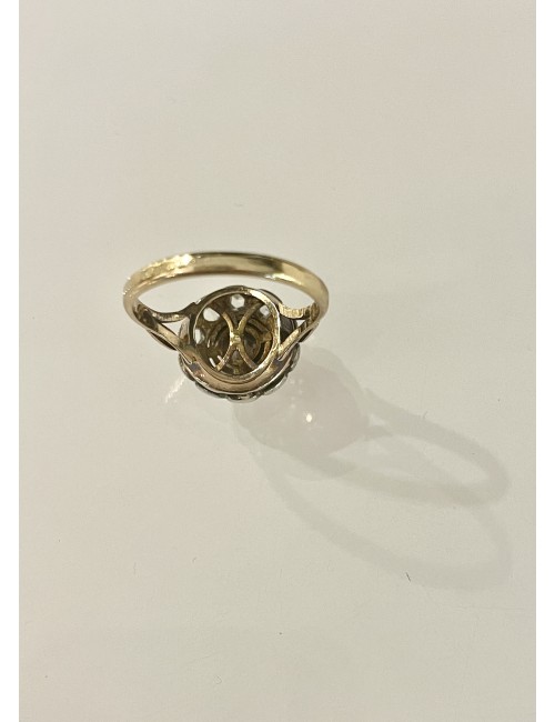 Old Gold and Silver Ring set with Diamonds