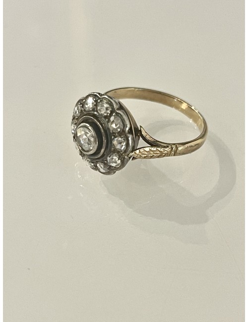 Old Gold and Silver Ring set with Diamonds