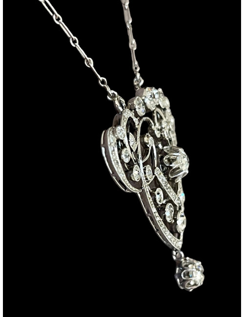 Pendentif Guirlande " belle époque "en platine et diamants