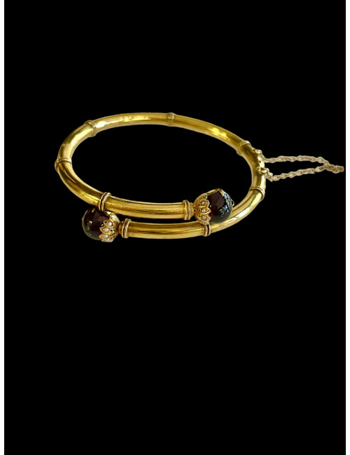 Bracelet jonc ouvrant en or et grenats Napoléon III